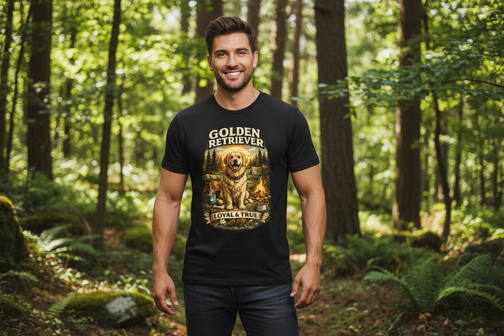 Golden Retriever Loyal & True Edition Shirt Mockup - Schwarz