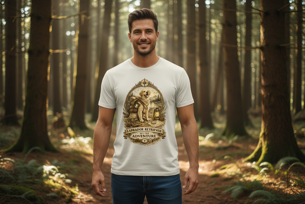 Labrador Retriever Adventure Shirt Mockup - Naturweiß
