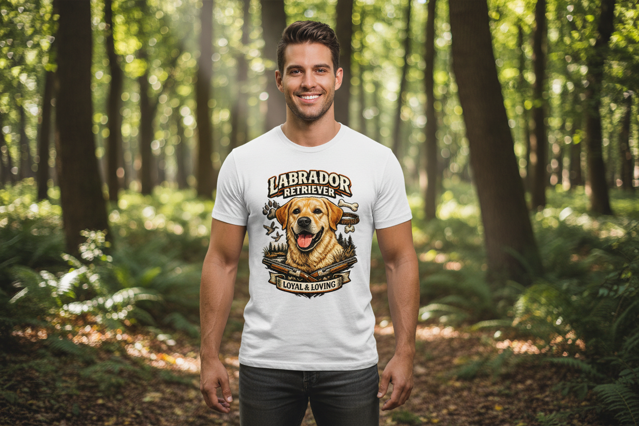 Labrador Retriever Loyal & Loving T-Shirt Mockup - Weiß
