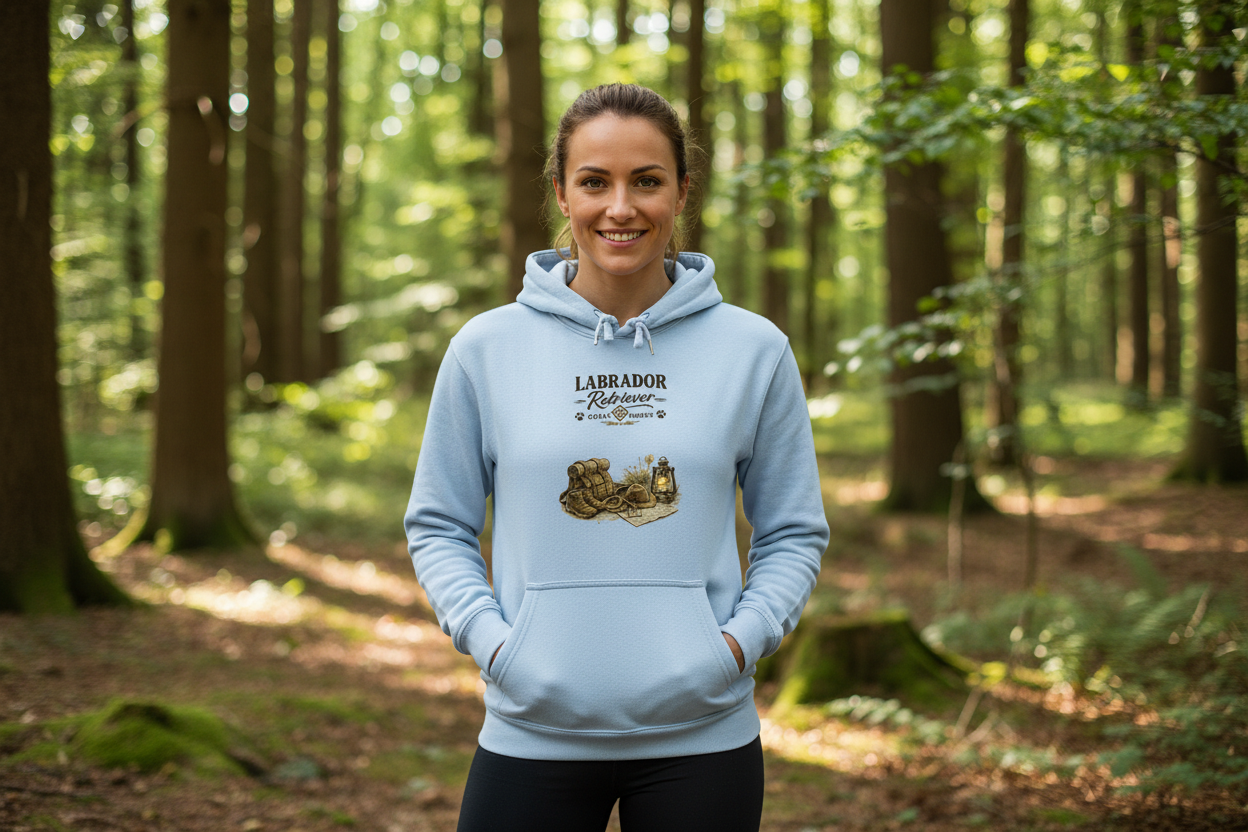 Labrador Retriever Premium Hoodie Mockup - Babyblau (korrigiert)