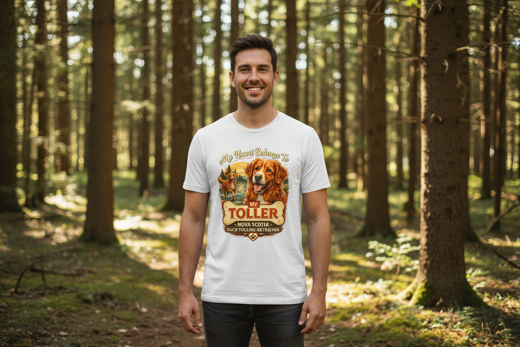 My Heart Belongs to Toller Premium T-Shirt Mockup - Mann, Weiß