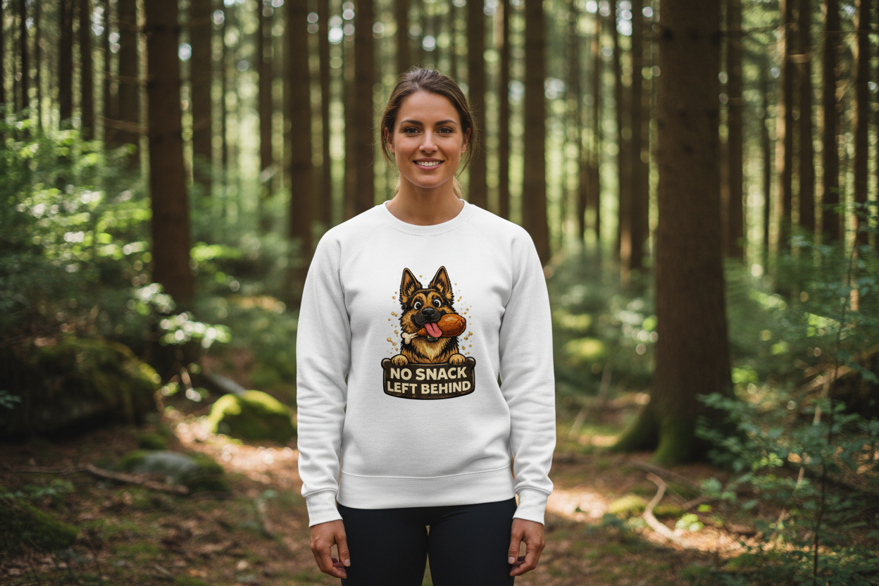 No Snack Left Behind Deutscher Schäferhund Sweatshirt Mockup